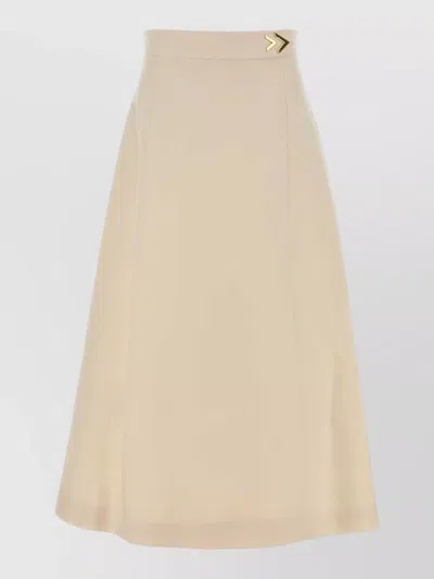 Valentino Crepe Couture A Line Midi Skirt In Gold
