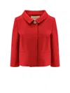 Valentino Crepe Couture Jacket With Jewelled Button In Red