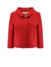 Valentino Crepe Couture Jacket With Jewelled Button In Red