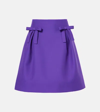 Valentino Crepe Couture Bow-detail Miniskirt In Purple