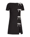 Valentino Crepe Couture Bow-embellished Minidress In Black
