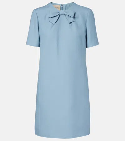 Valentino Crepe Couture Bow-detail Minidress In Blue