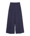 Valentino Wool And Silk Trousers With Wide Leg In Black