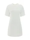 VALENTINO CREPE COUTURE CREWNECK SHORT-SLEEVED DRESS