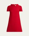 Valentino Crepe Couture Crystal Heart Mini Dress In Red
