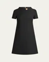 Valentino Crepe Couture Crystal Heart Mini Dress