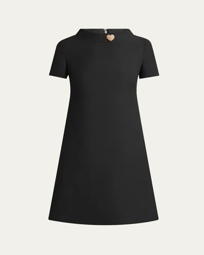 Valentino Crepe Couture Crystal Heart Mini Dress