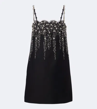 Valentino Garavani Beaded Floral Embroidered Cocktail Dress In Black