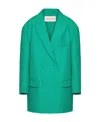 Valentino Oversized Double-breasted Wool And Silk-blend Crepe Blazer In Green