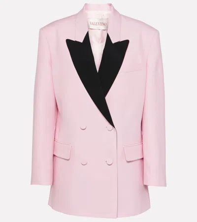 Valentino Crêpe Couture Double-breasted Blazer In Pink