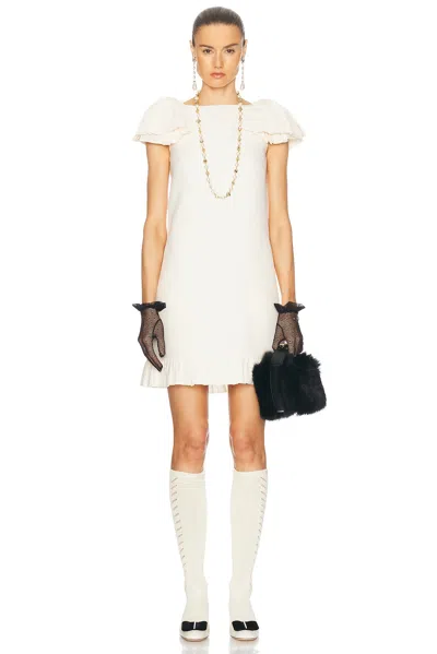Valentino Ruffled Wool And Silk-blend Crepe Mini Dress In White