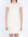 Valentino Ruffled Wool And Silk-blend Crepe Mini Dress In Beige