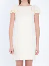 Valentino Ruffled Wool And Silk-blend Crepe Mini Dress In Beige