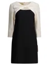 Valentino Garavani Crepe Couture Short Dress With Bow And Contrasting Sleeves Clothing In Neutral