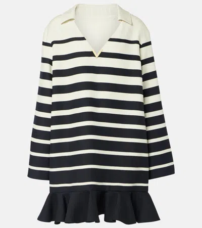 Valentino Garavani Collared Wool-silk Crepe Mini Dress In Multi