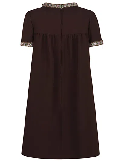 Valentino Crepe Couture Dress In Brown