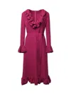 Valentino Cady Couture Ruffled Midi Dress In Magenta