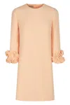Valentino Wool And Silk Short Dress In Orange