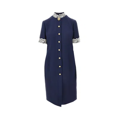 VALENTINO CREPE COUTURE DRESS WITH MACRAMÈ TRIMS