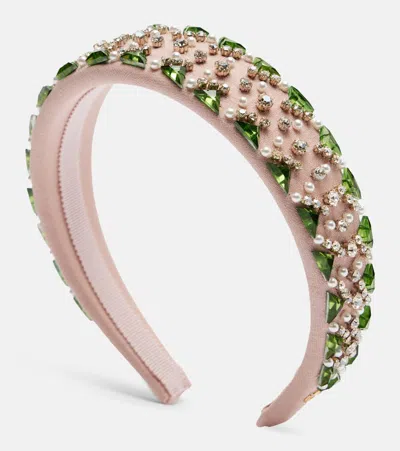 Valentino Garavani Crepe Couture Embellished Headband In Pink