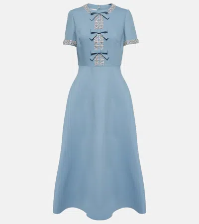 Valentino Verziertes Midikleid Aus Crepe Couture In Blau