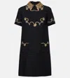Valentino Crepe Couture Embellished Minidress In Black