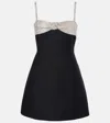 Valentino Crepe Couture Embellished Minidress In Black