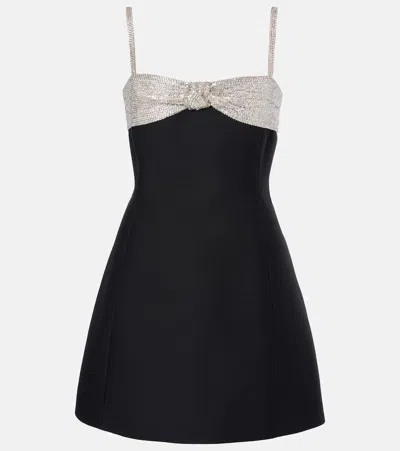 Valentino Crepe Couture Embellished Minidress In Black