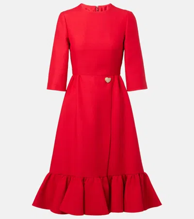 Valentino Crepe Couture Embellished Ruffled Midi Dress In Purple