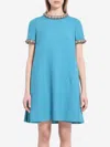 Valentino Womens Embellished Pleated Wool And Silk-blend Mini Dress Celestial Blue In Light Blue