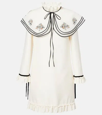 Valentino Besticktes Minikleid Aus Crepe Couture In Weiss