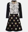 Valentino Crepe Couture Embroidered Minidress In Black