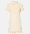 Valentino Crepe Couture Embroidered Minidress In Gold