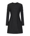 Valentino Crepe Couture Embroidered Short Dress In Black