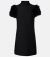 Valentino Crepe Couture Feather-trimmed Minidress In Black
