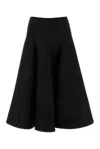Valentino Crepe Couture Wool-blend Midi Skirt In Black