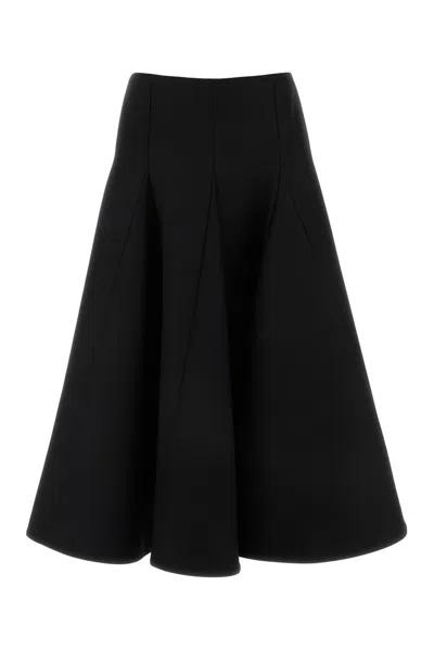 Valentino Black Silk Flounced Midi Skirt
