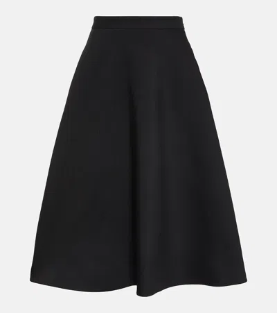 Valentino Crêpe Couture High-rise Midi Skirt In Black