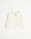 Valentino Crepe Jacket With Collared Neck And Decorative Brooch In Elfenbein