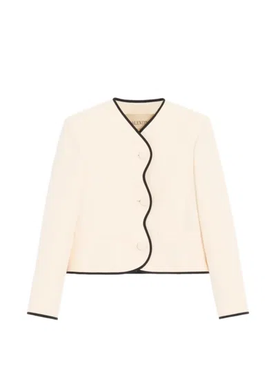 Valentino Crepe Couture Jacket Woman Vanilla/black 46 In Multi