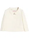 Valentino Garavani White Jacket With Spread Collar And Front Jewel Button In Wool And Silk Woman In Cream