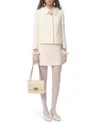 Valentino Garavani White Jacket With Spread Collar And Front Jewel Button In Wool And Silk Woman In Ivory