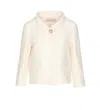 Valentino Garavani White Jacket With Spread Collar And Front Jewel Button In Wool And Silk Woman In White