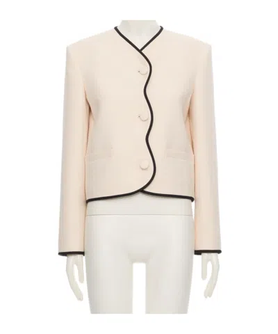 Valentino Crepe Couture Jacket In Neutral