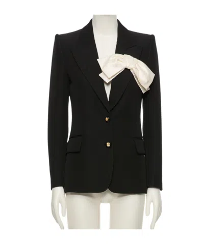 Valentino Crepe Couture Jacket With Bow In Black