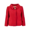 Valentino Crepe Couture Jacket With Jewelled Button In Red