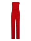 Valentino Strapless Straight-leg Wool Jumpsuit In Red