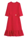 Valentino Crepe Couture Midi Dress In Red
