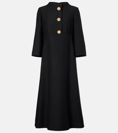Valentino Crepe Couture Midi Dress In Black