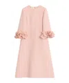 Valentino Womens Rose Mist Embellished Thee-quarter Sleeves Wool And Silk Midi Dress In Pink